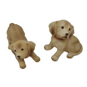 intage HOMCO #1408 Golden Labrador Dog Puppy Porcelain Figurines Set of 2
